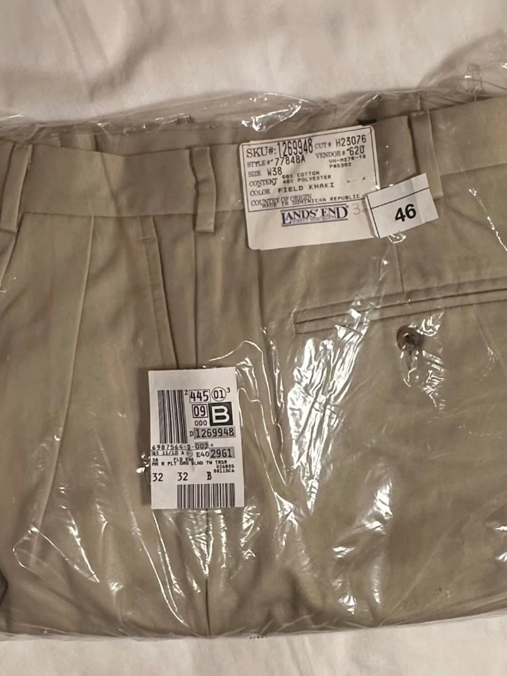 Land's End W38, beige trousers